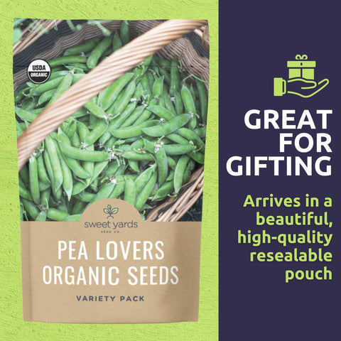 Sweet Yards Oregon Giant Snow Pea vines offer robust yield and ornamental greenery.