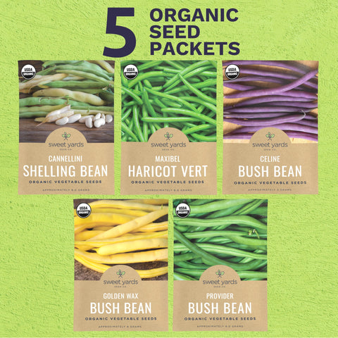 Sweet Yards Organic bean seeds variety pack Provider Bush beans ready for planting