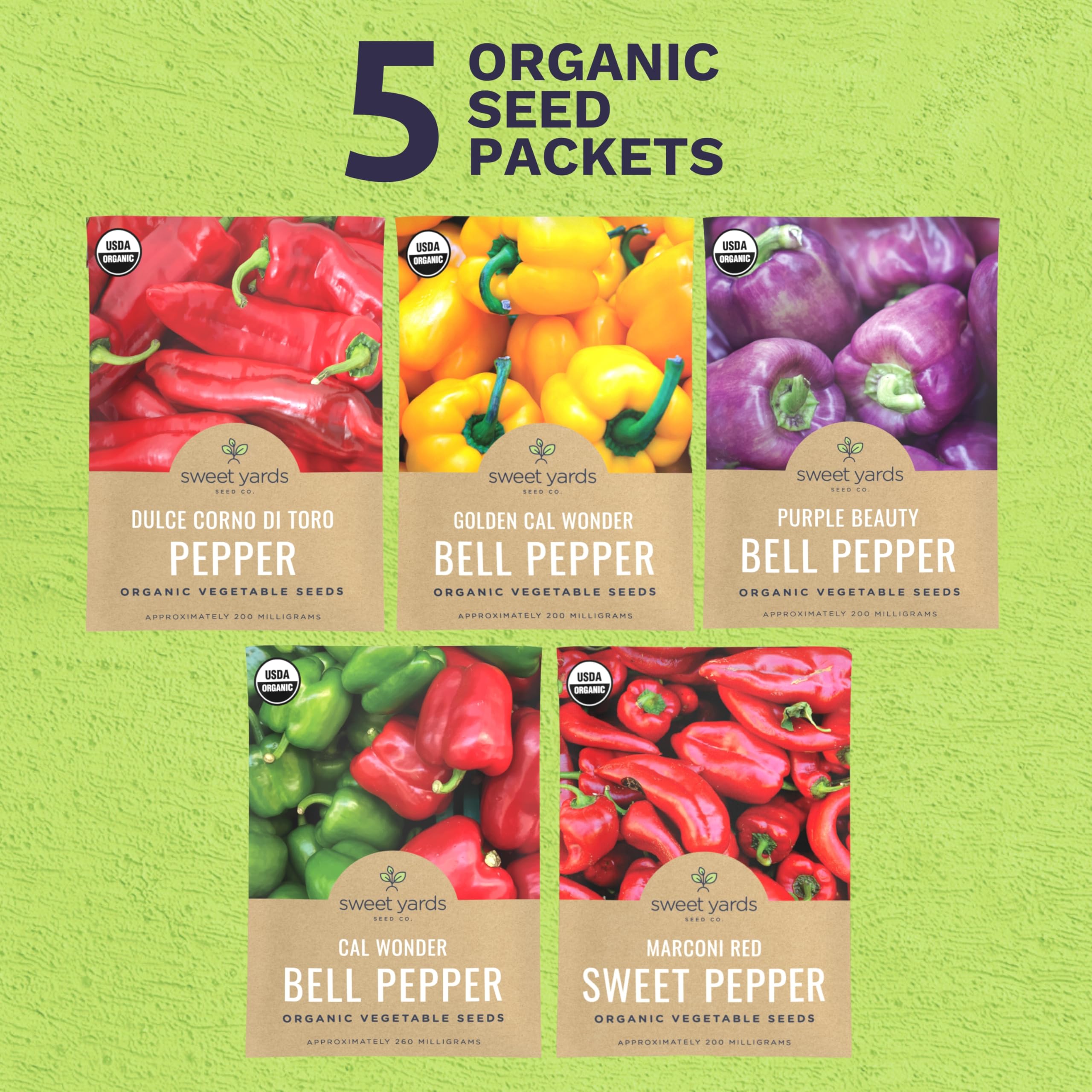 SWEET YARDS Cal Wonder seed packet for reliable germination