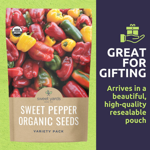 SWEET YARDS Dulce Corno Di Toro seed packet for versatile peppers