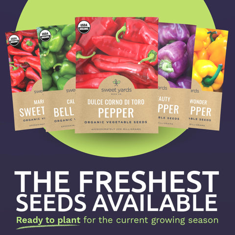 SWEET YARDS Golden Cal Wonder seed packet for bright peppers
