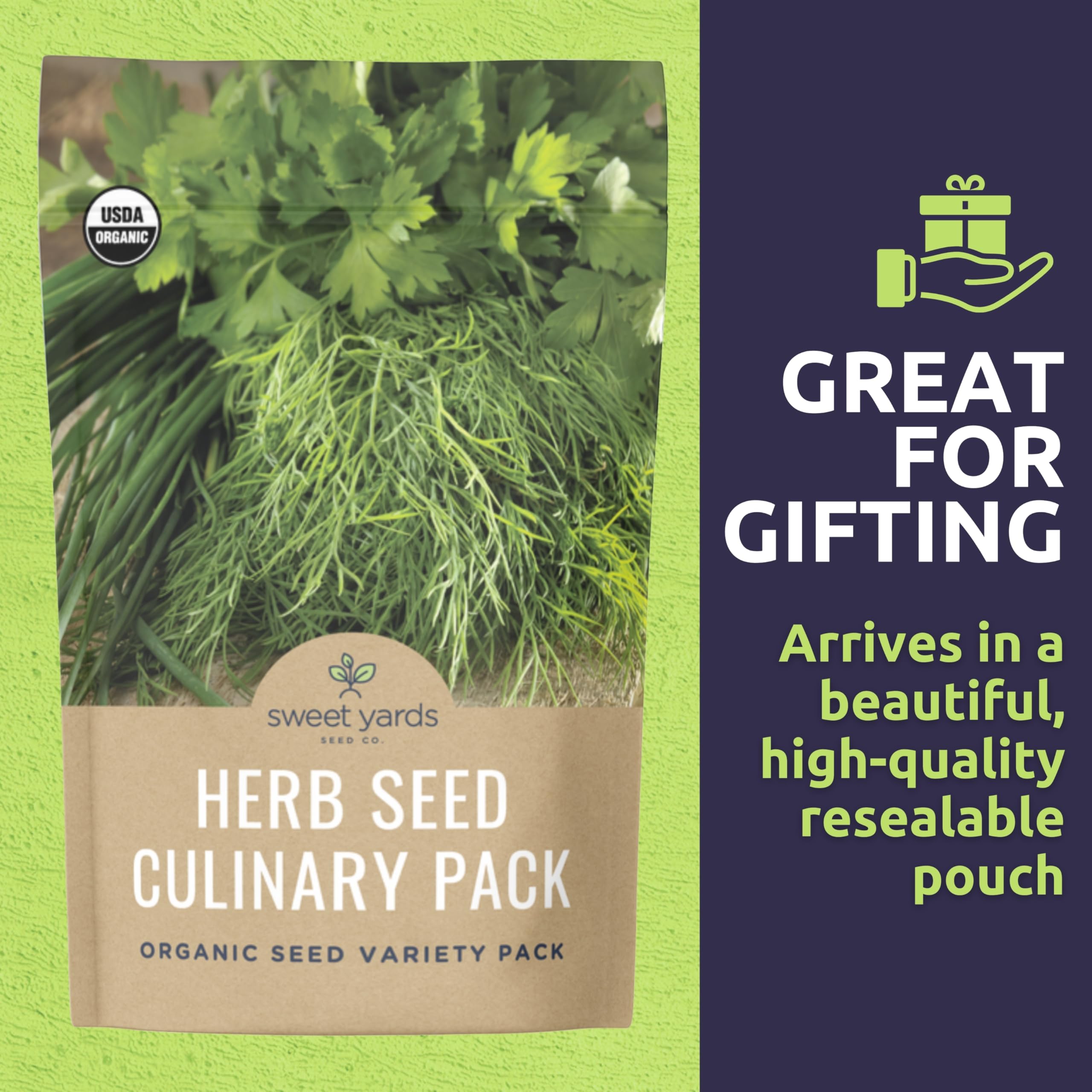 Sweet Yards Chives seeds for delicate onion-hued flavor on toppings and omelets.