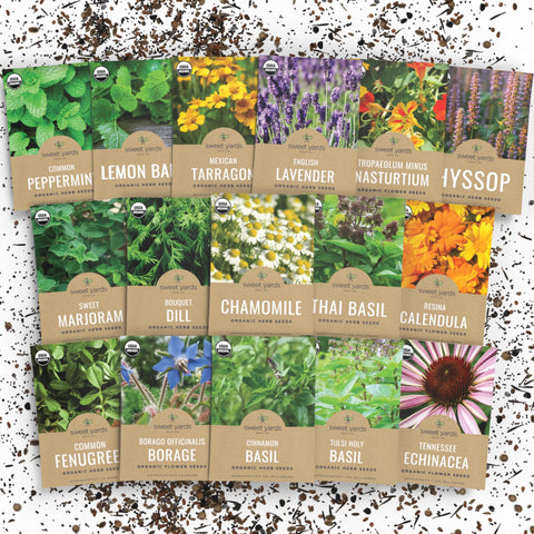 Sweet Yards Organic Herbal Tea Seeds 16-pack for fresh garden brews