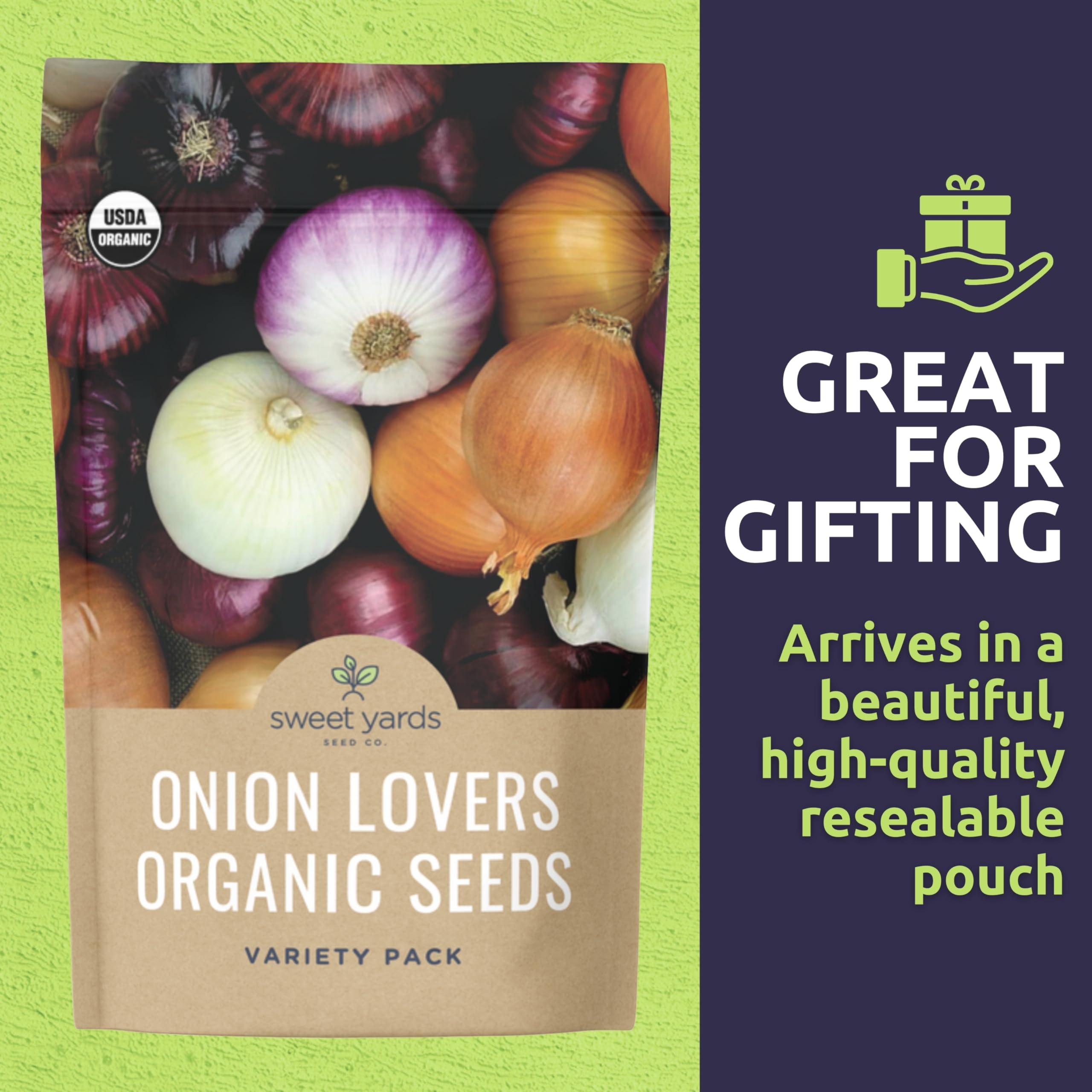 SWEET YARDS Organic Onion Seeds Red Geneva Onion for bold cooking.