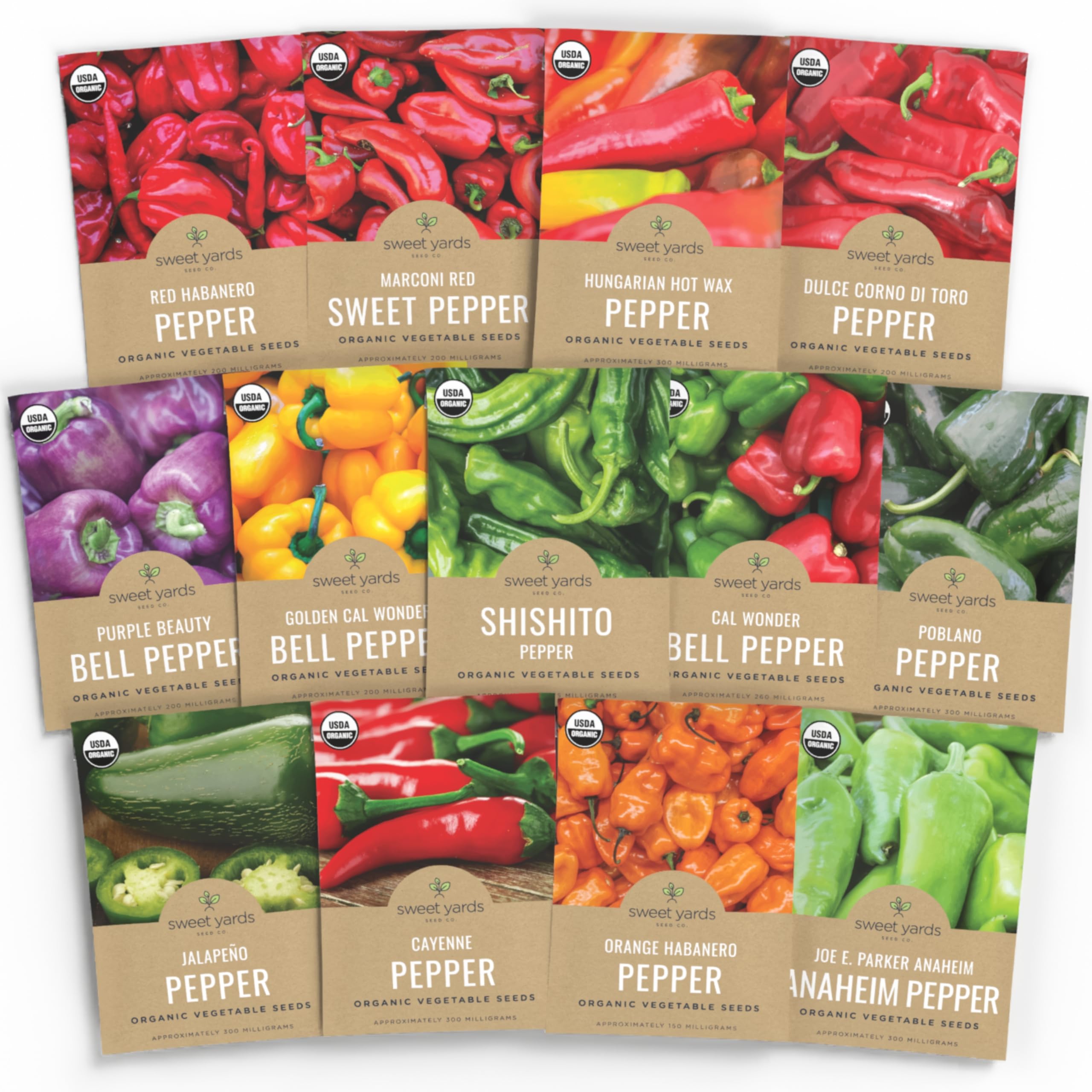 Sweet Yards organic pepper seeds pack cover for home garden planning