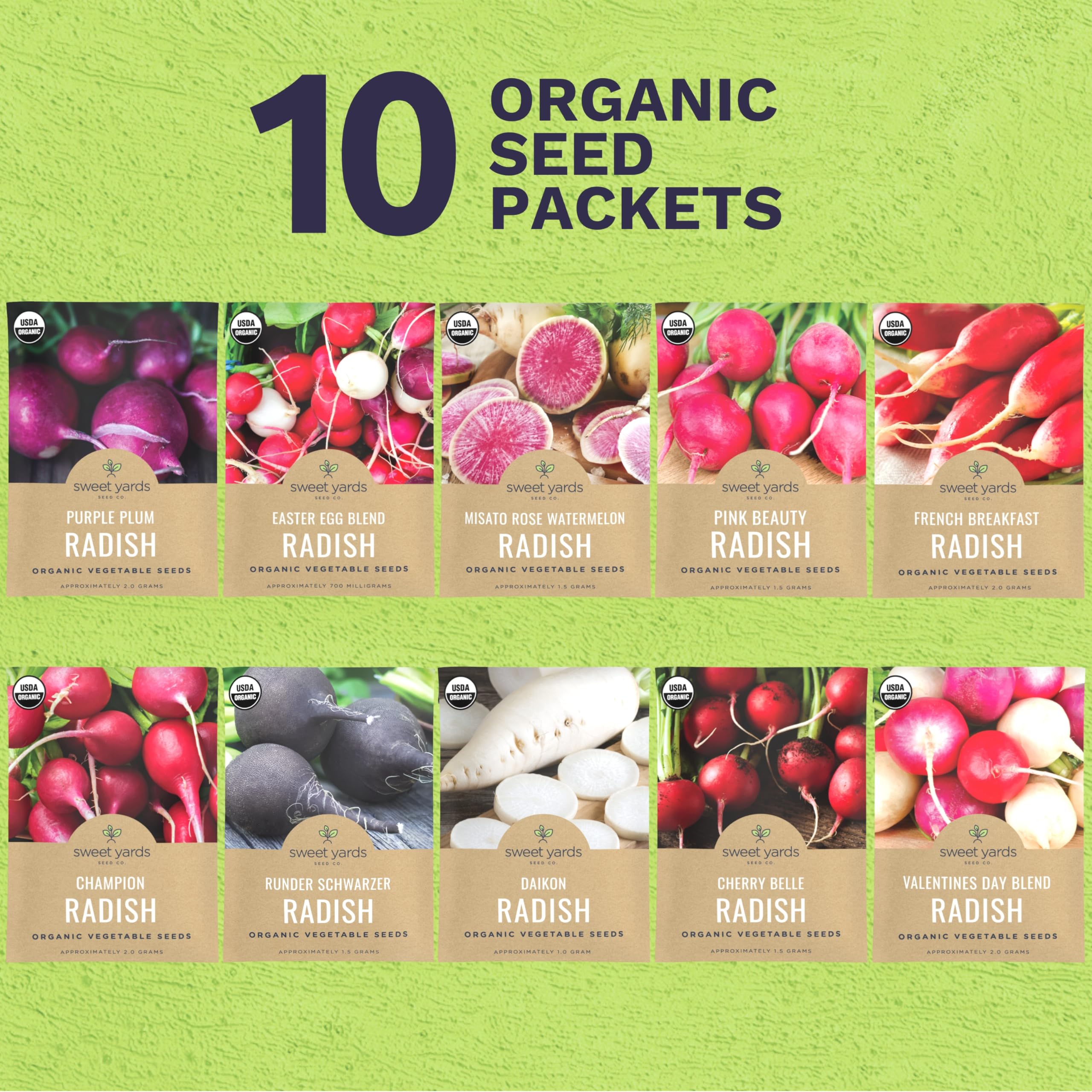 Sweet Yards Purple Plum radish seeds yield purple-hued roots for colorful meals.