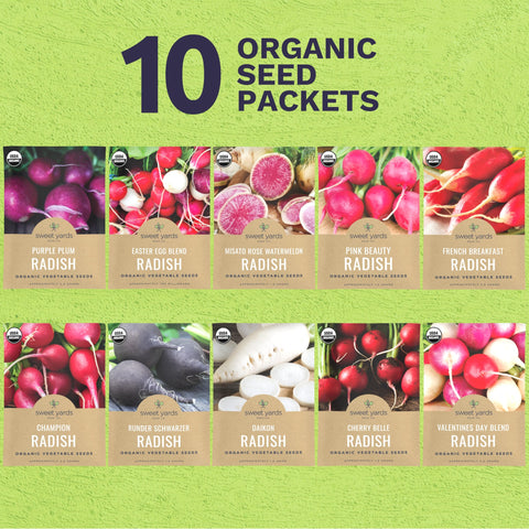 Sweet Yards Purple Plum radish seeds yield purple-hued roots for colorful meals.