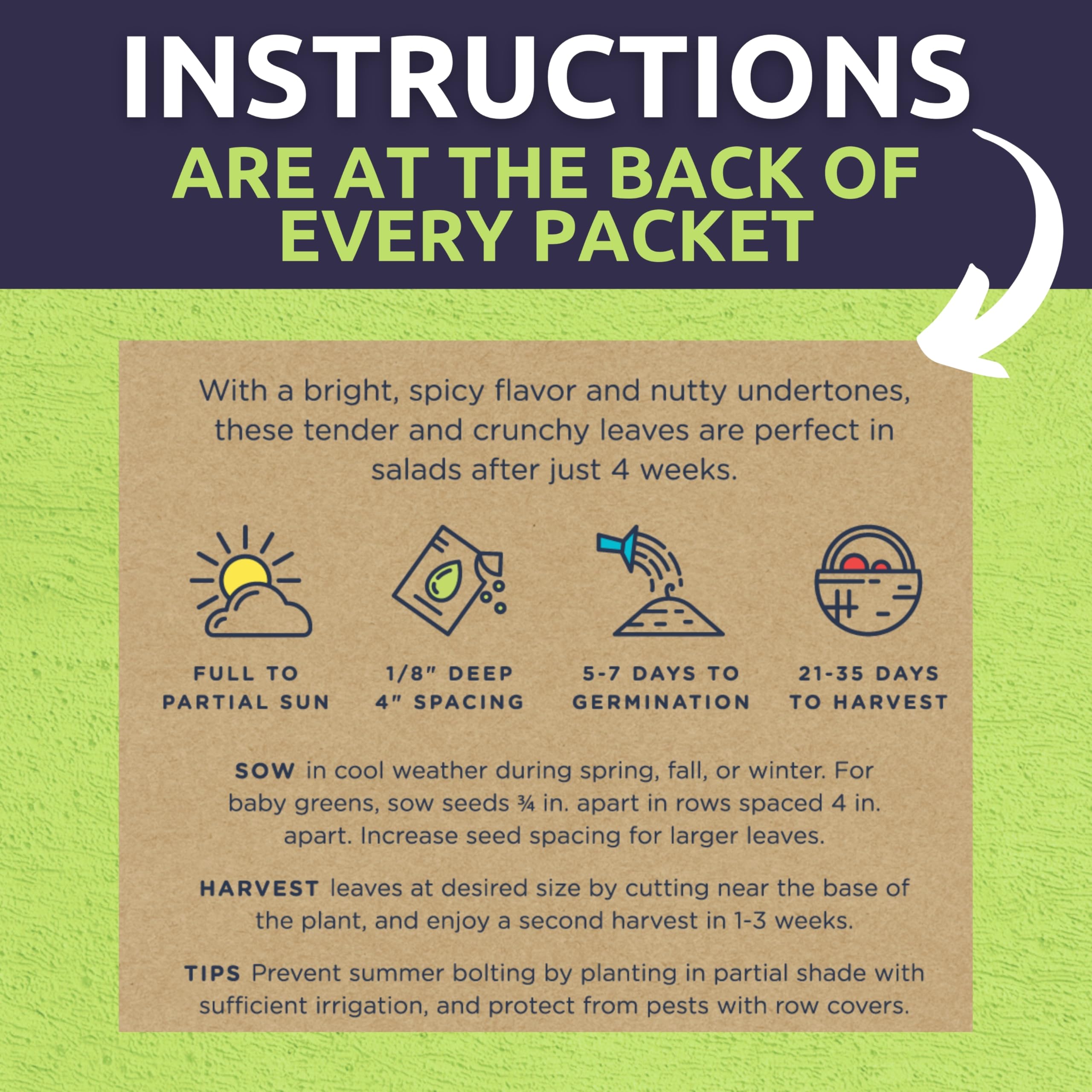 Sweet Yards premium packaging includes planting instructions for beginners.
