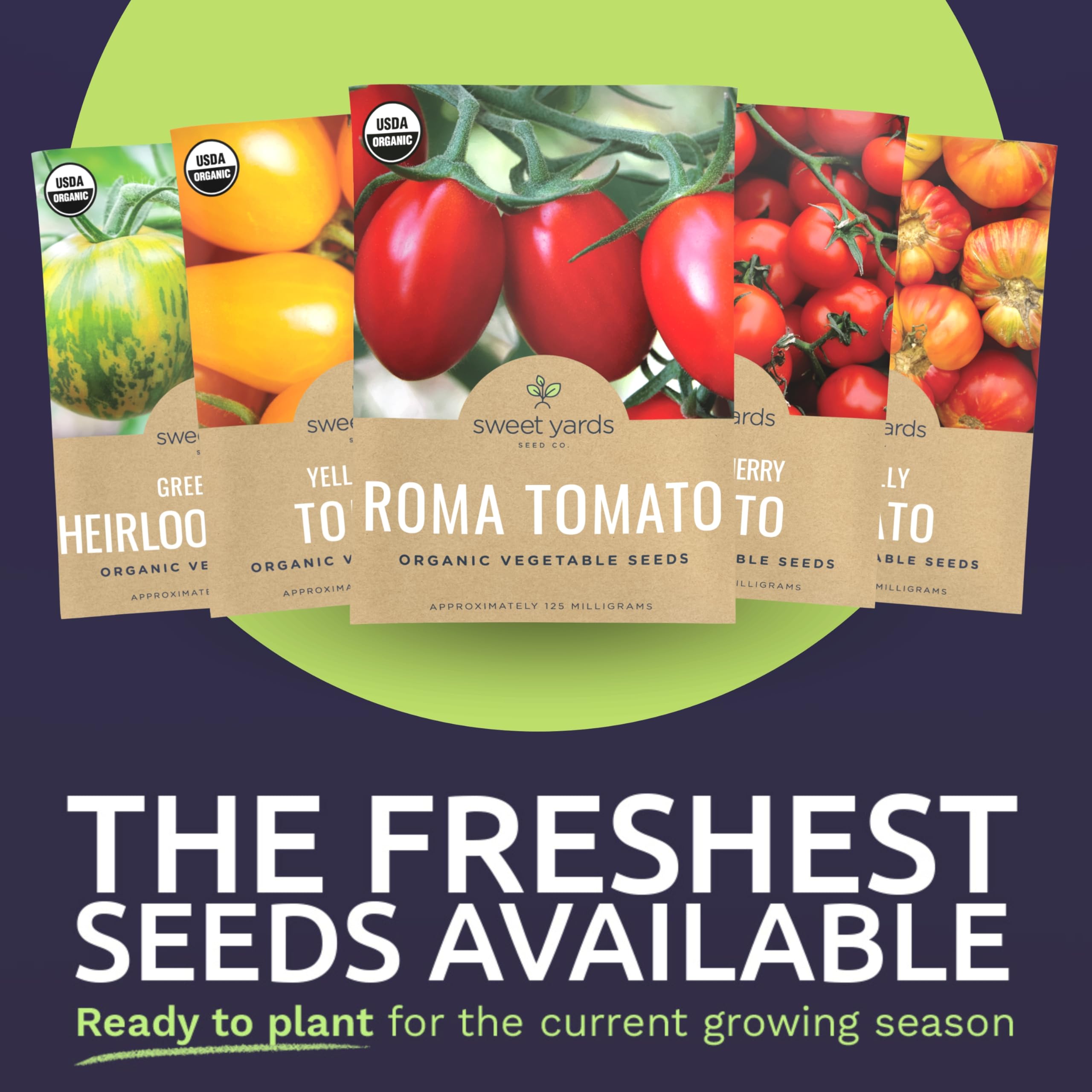 Sweet Yards Organic Tomato Ultimate Beefsteak seed packet for hearty harvests.