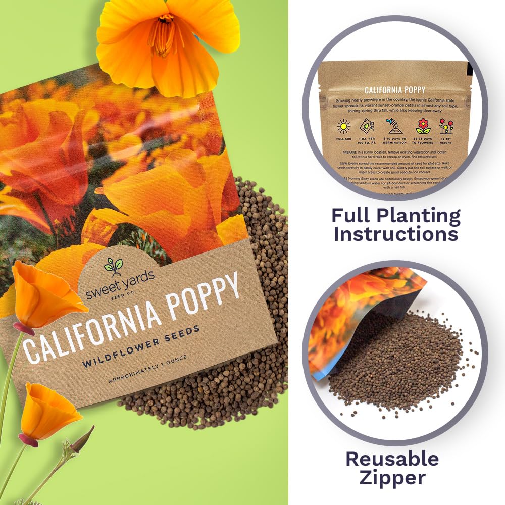 Premium resealable packaging from Sweet Yards with planting instructions.