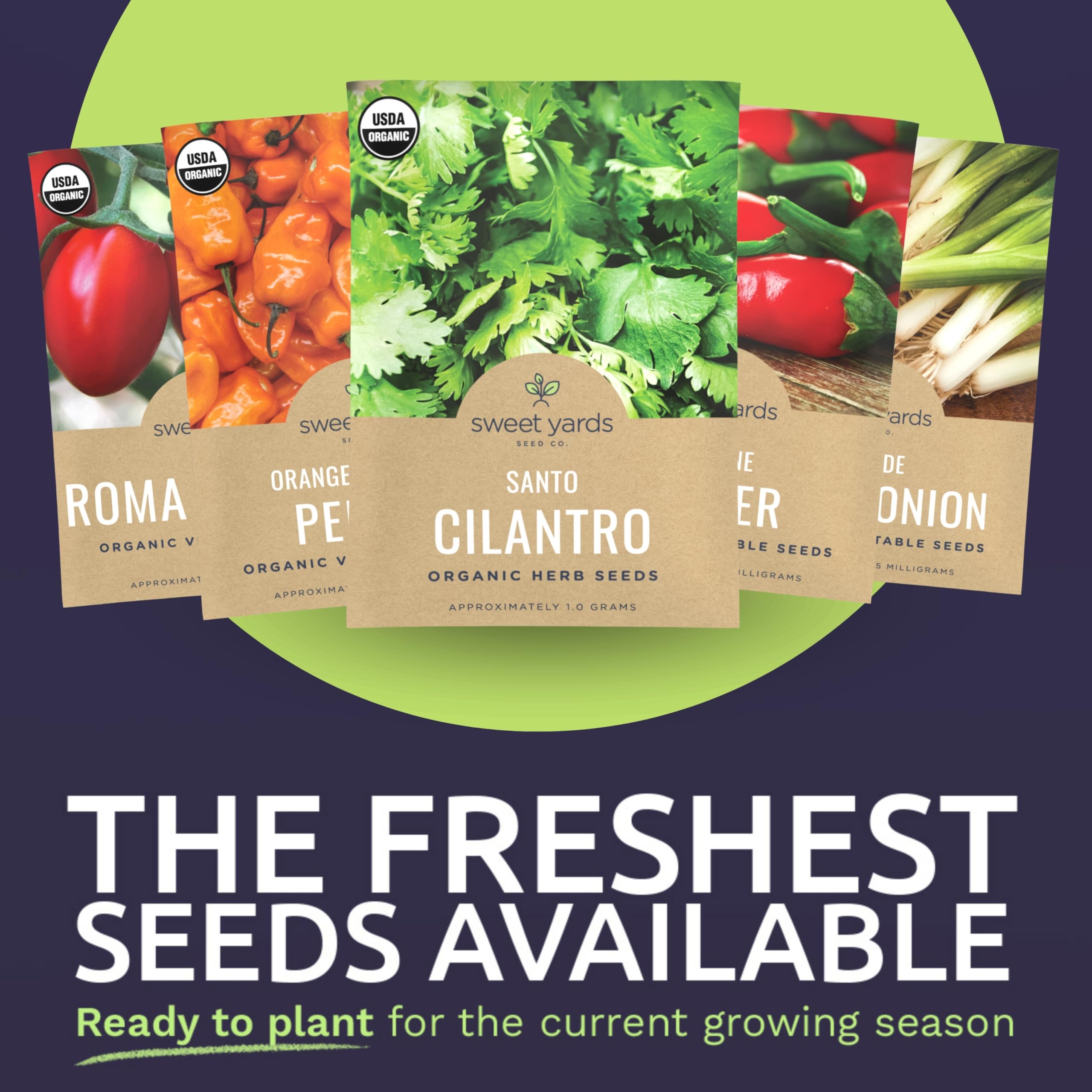 Sweet Yards Parade green onion seed packet for crisp garden toppings