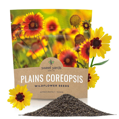 Sweet Yards Plains Coreopsis seeds in an extra-large packet for easy sowing.