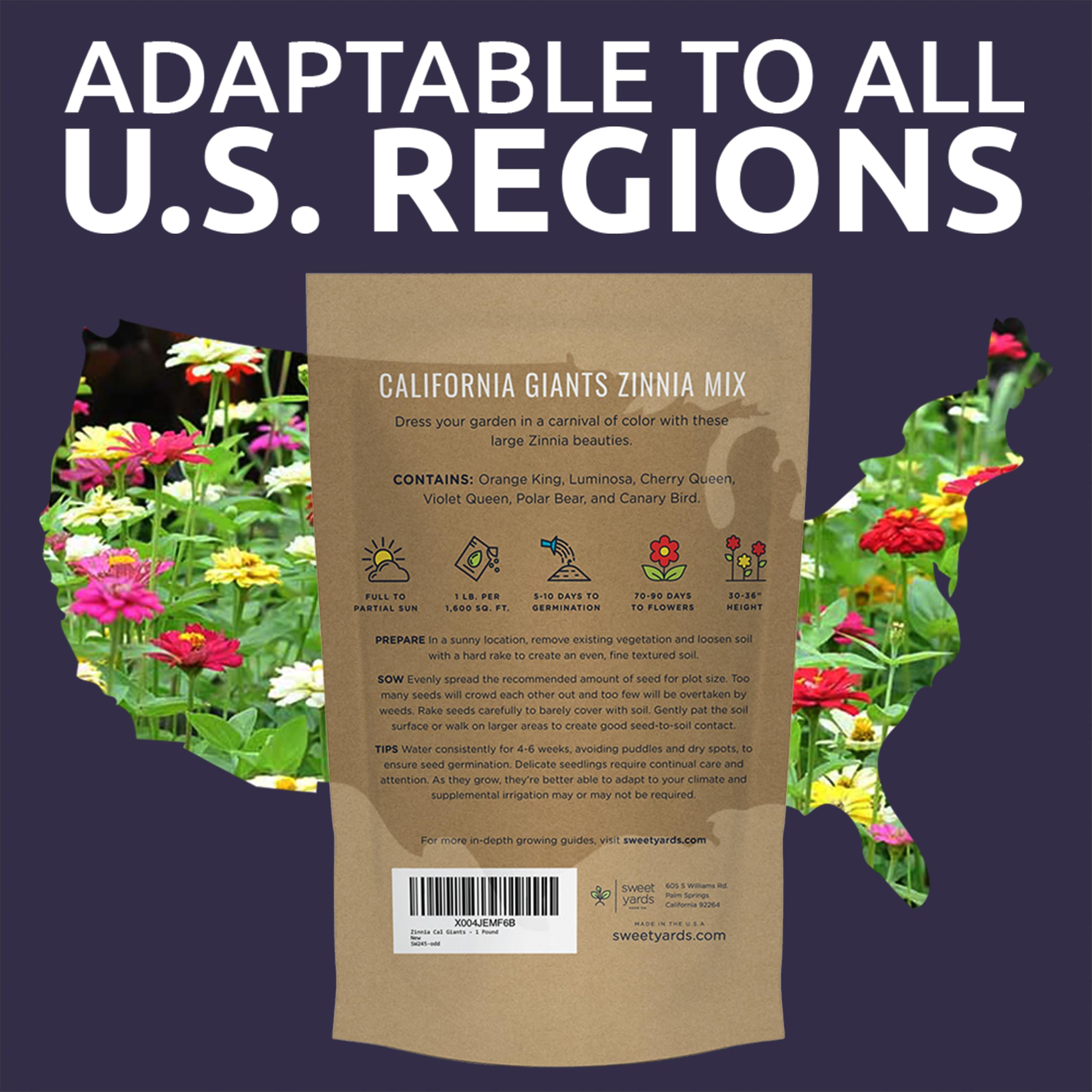 Sweet Yards planting instructions included with seed bag