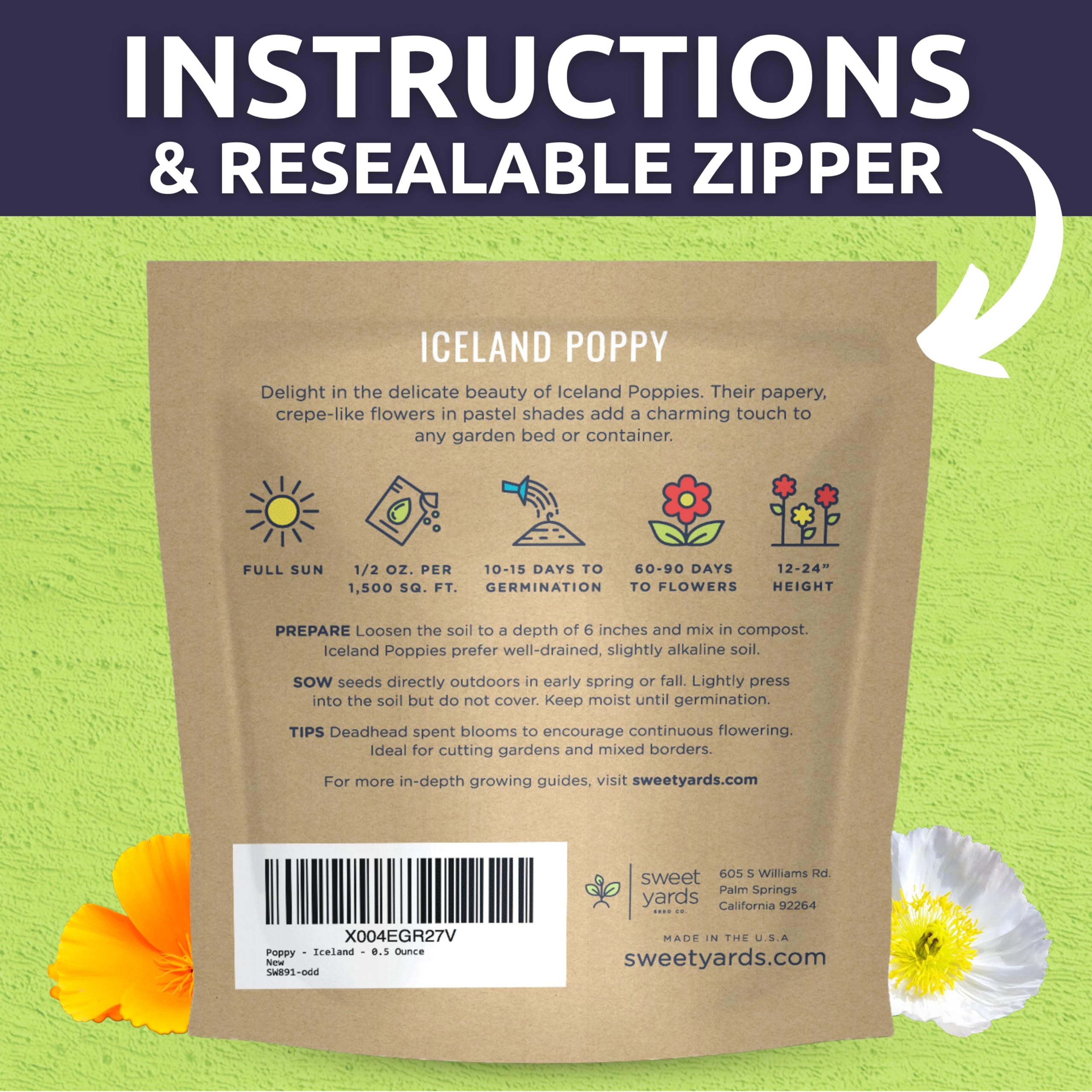 Sweet Yards Poppy Iceland long stems ideal for cut flower arrangements.