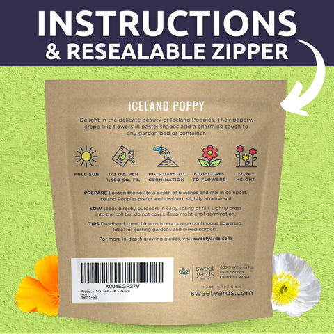 Sweet Yards Poppy Iceland long stems ideal for cut flower arrangements.