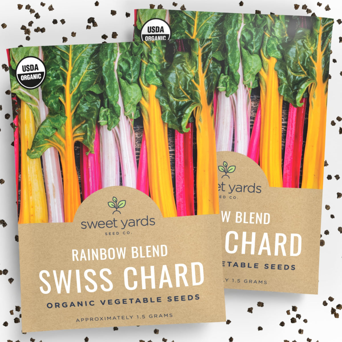 Sweet Yards Rainbow Blend Swiss chard leaves green for quick saute9s and vibrant salads.