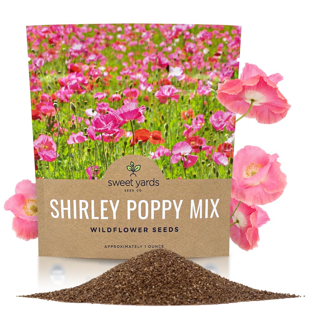 Sweet Yards Shirley Poppy Seeds packet with mixed colors for vibrant garden blooms