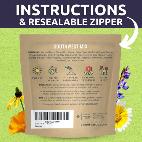 Sweet Yards 1 oz packet covers about 250 sq ft for easy planning