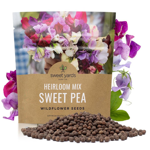 Sweet Yards Sweet Pea Royal Family Mix seeds in premium packaging for easy planting