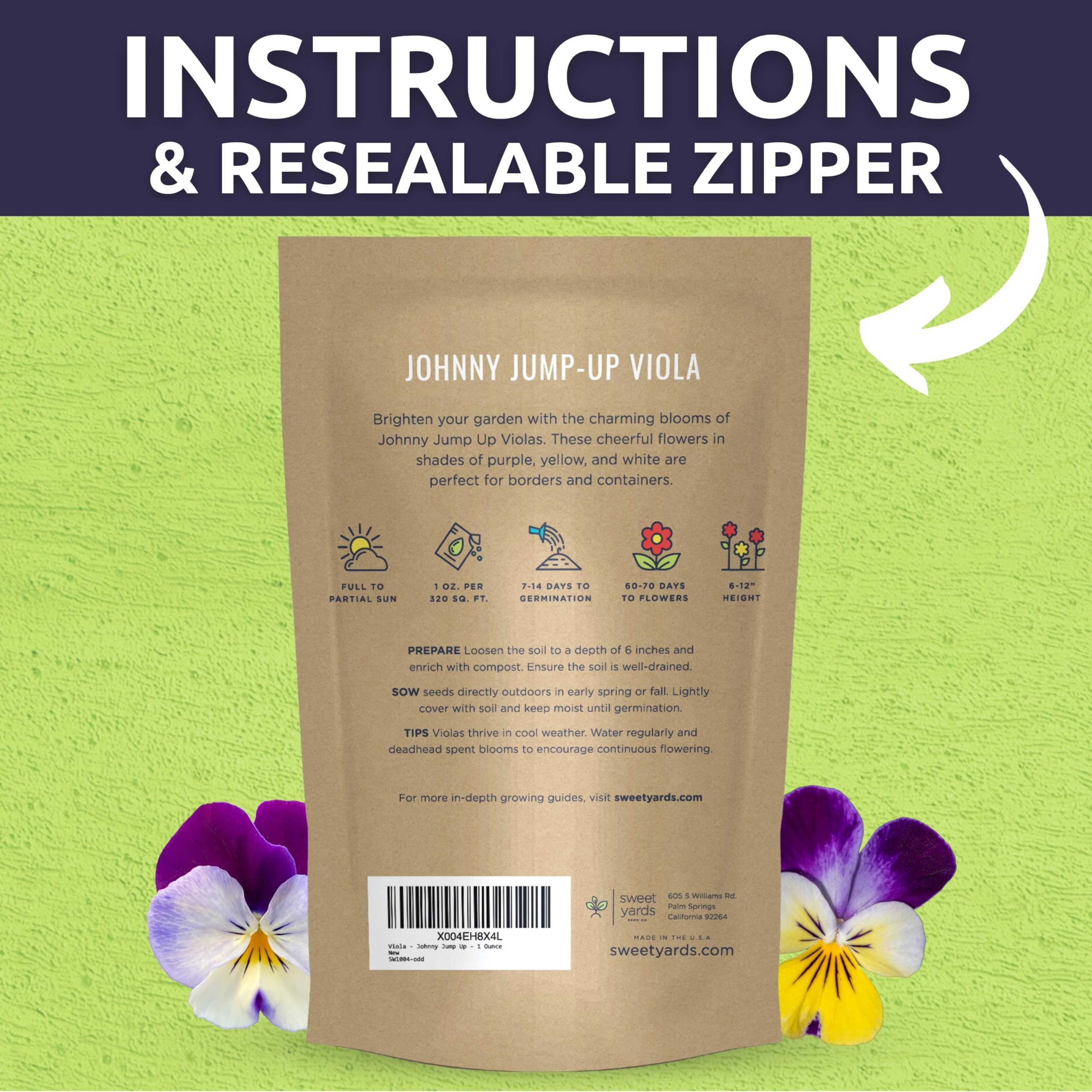Compact Viola Johnny Jump-Up blooms suited for small space gardens