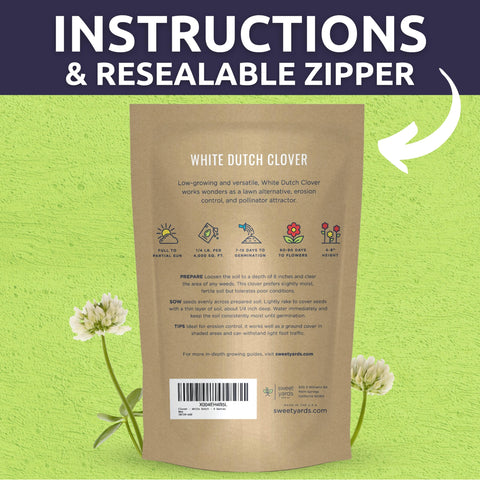 Sweet Yards White Dutch Clover supports soil health through nitrogen fixation.