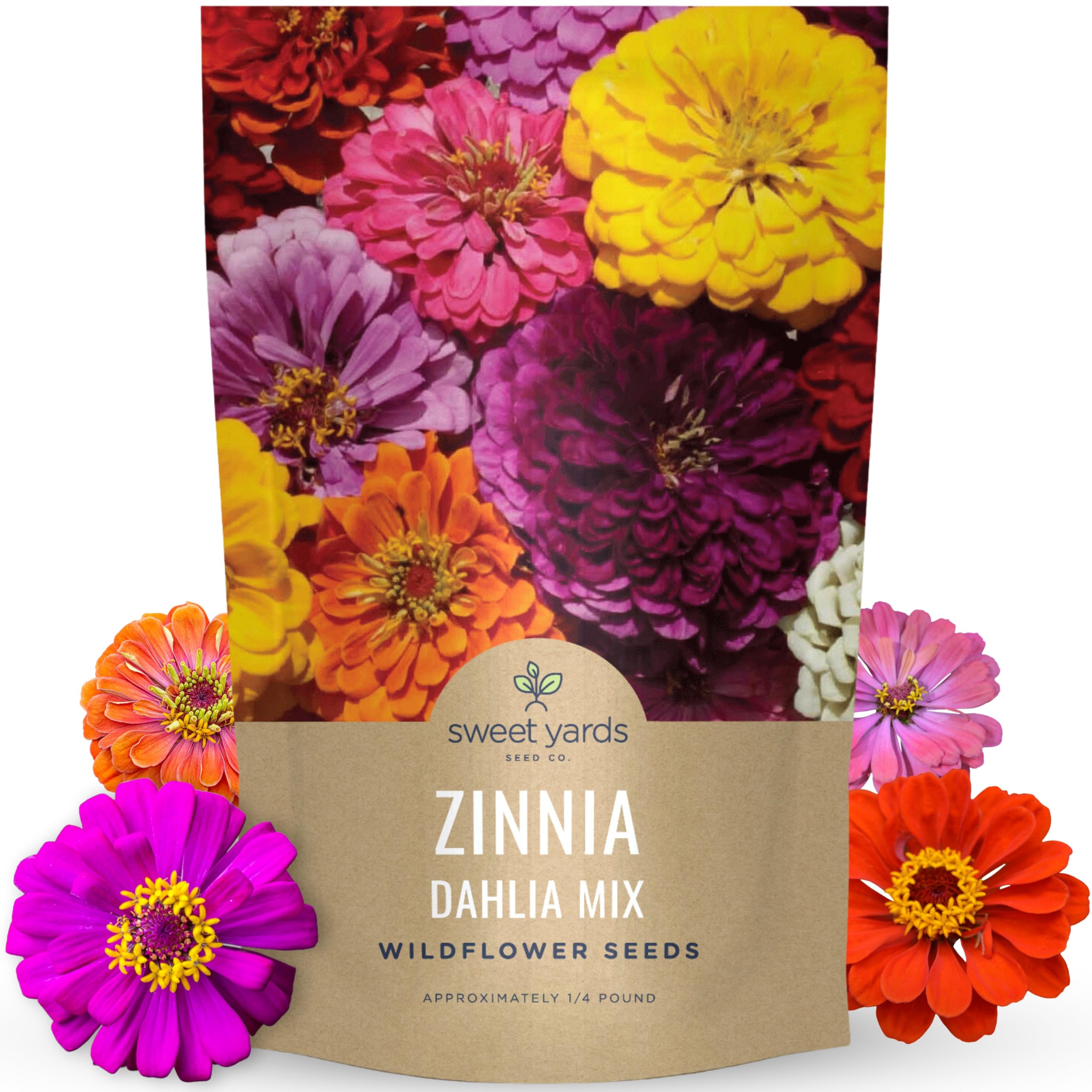 Sweet Yards zinnia-dahlia mix seed pouch - easy bulk planting for vibrant 500 sq ft display