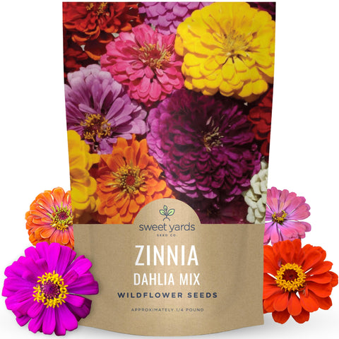 Sweet Yards zinnia-dahlia mix seed pouch - easy bulk planting for vibrant 500 sq ft display