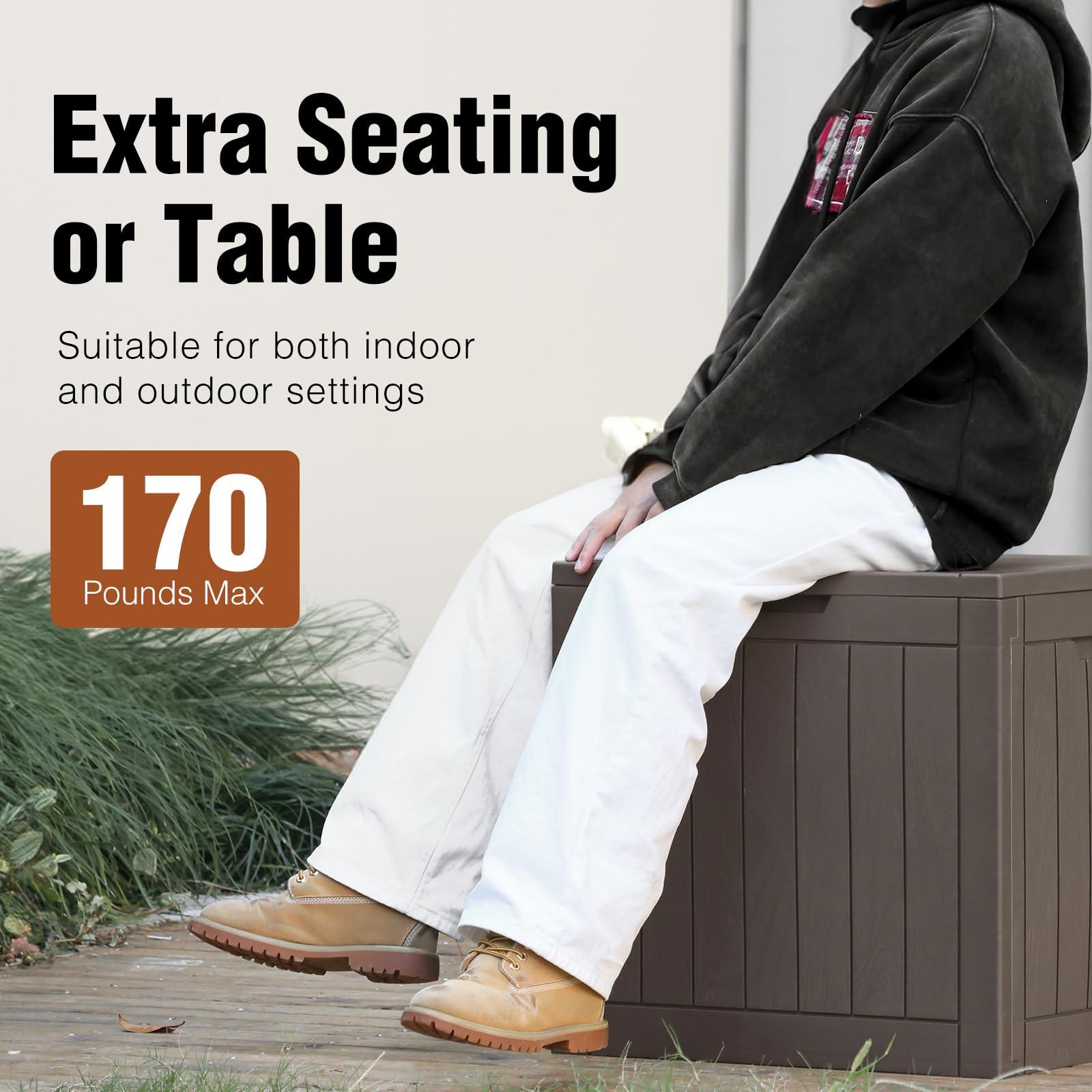 Sweetcrispy deck box suits indoor and outdoor storage needs