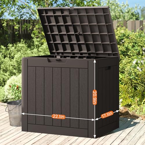 Sweetcrispy deck box with lockable lid adds secure outdoor storage