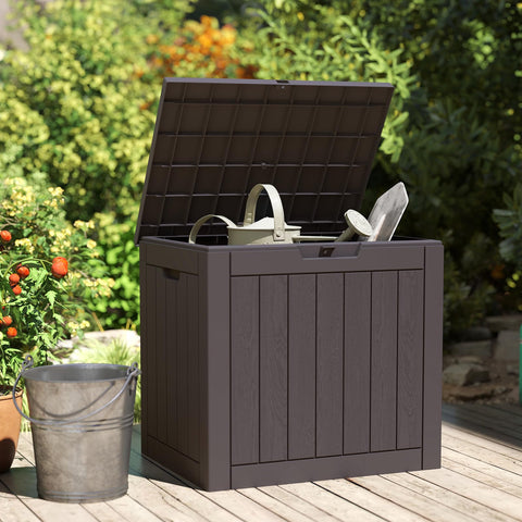 Sweetcrispy deck box provides table space for drinks or snacks