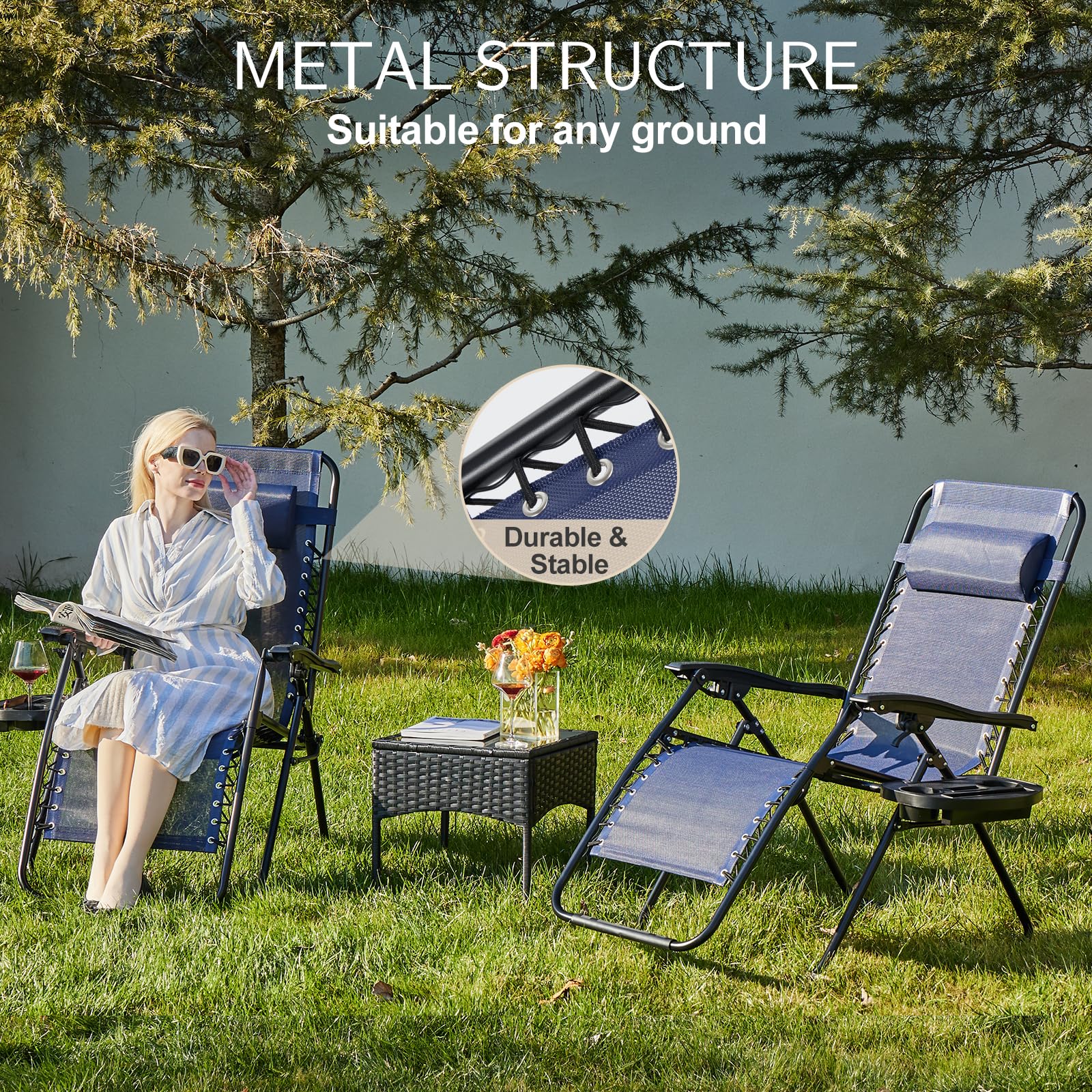 Sweetcrispy two-pack loungers stacked for convenient transport and storage