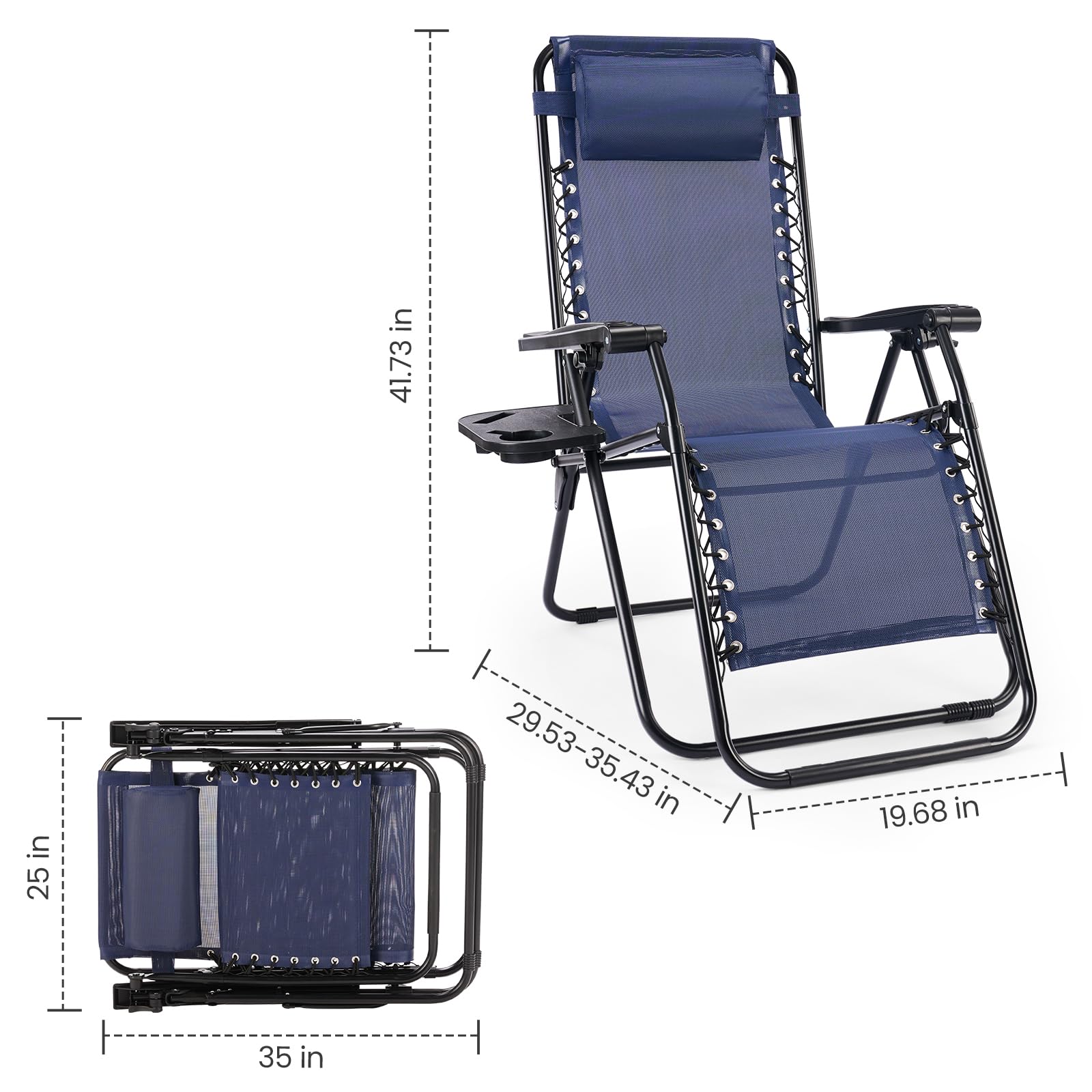 Sweetcrispy zero gravity chair blue reclined for poolside comfort