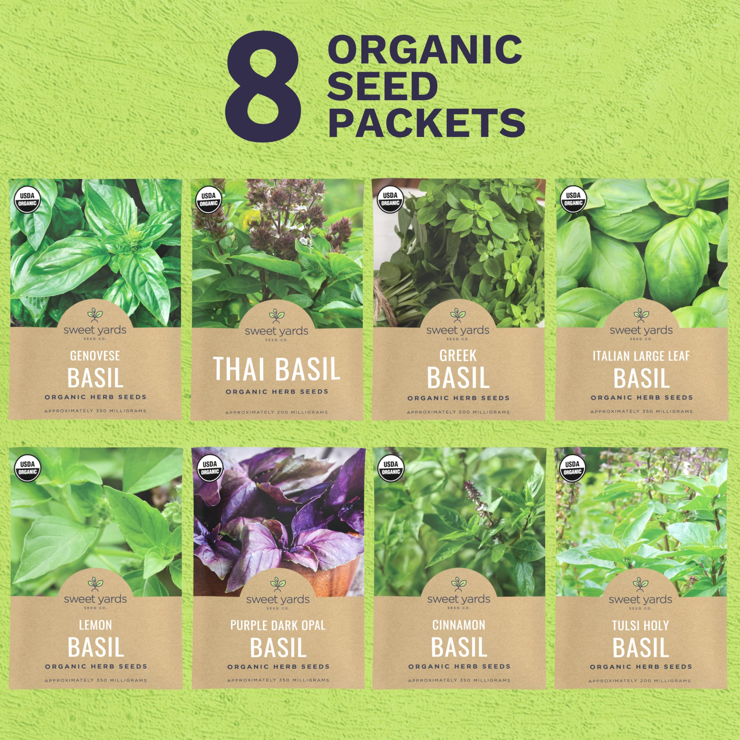 SWEET YARDS Thai basil seeds pack for fragrant stir-fries and outdoor gardens.