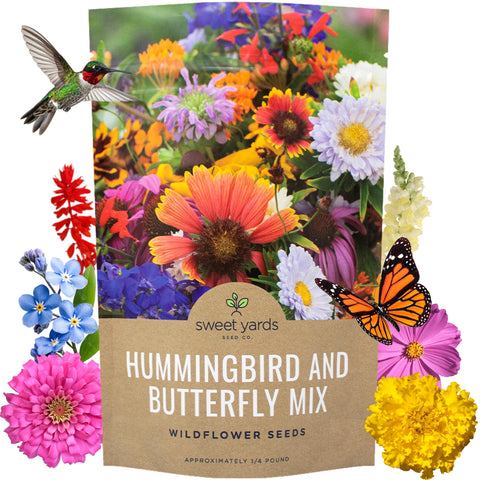 Sweet Yards bulk wildflower seeds pouch with open-pollinated mix for colorful garden beds.