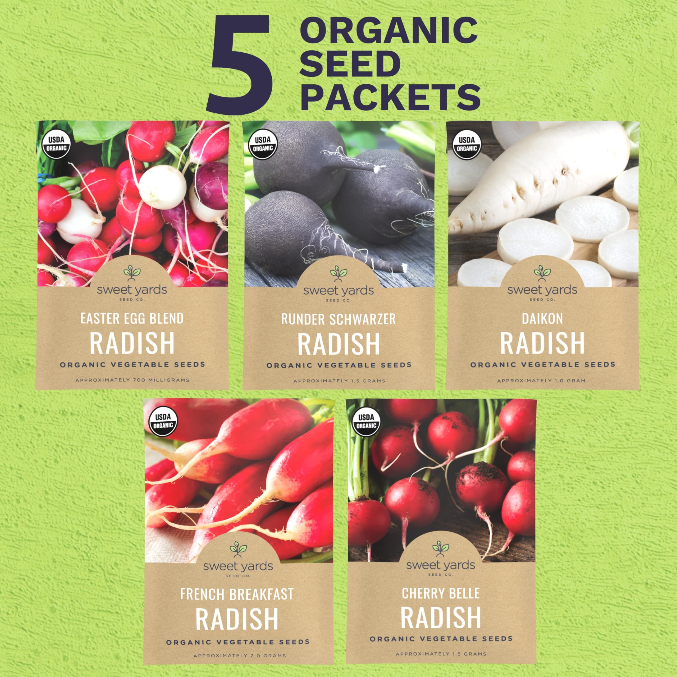Sweet Yards Daikon radish seeds for crisp roots and quick growth
