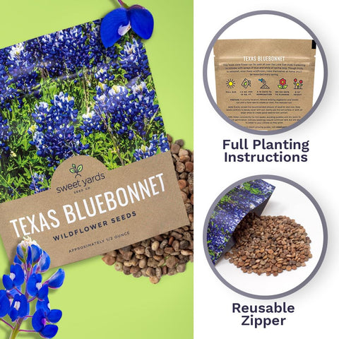 Deep blue blossoms create a sweeping color display in a garden with Sweet Yards.