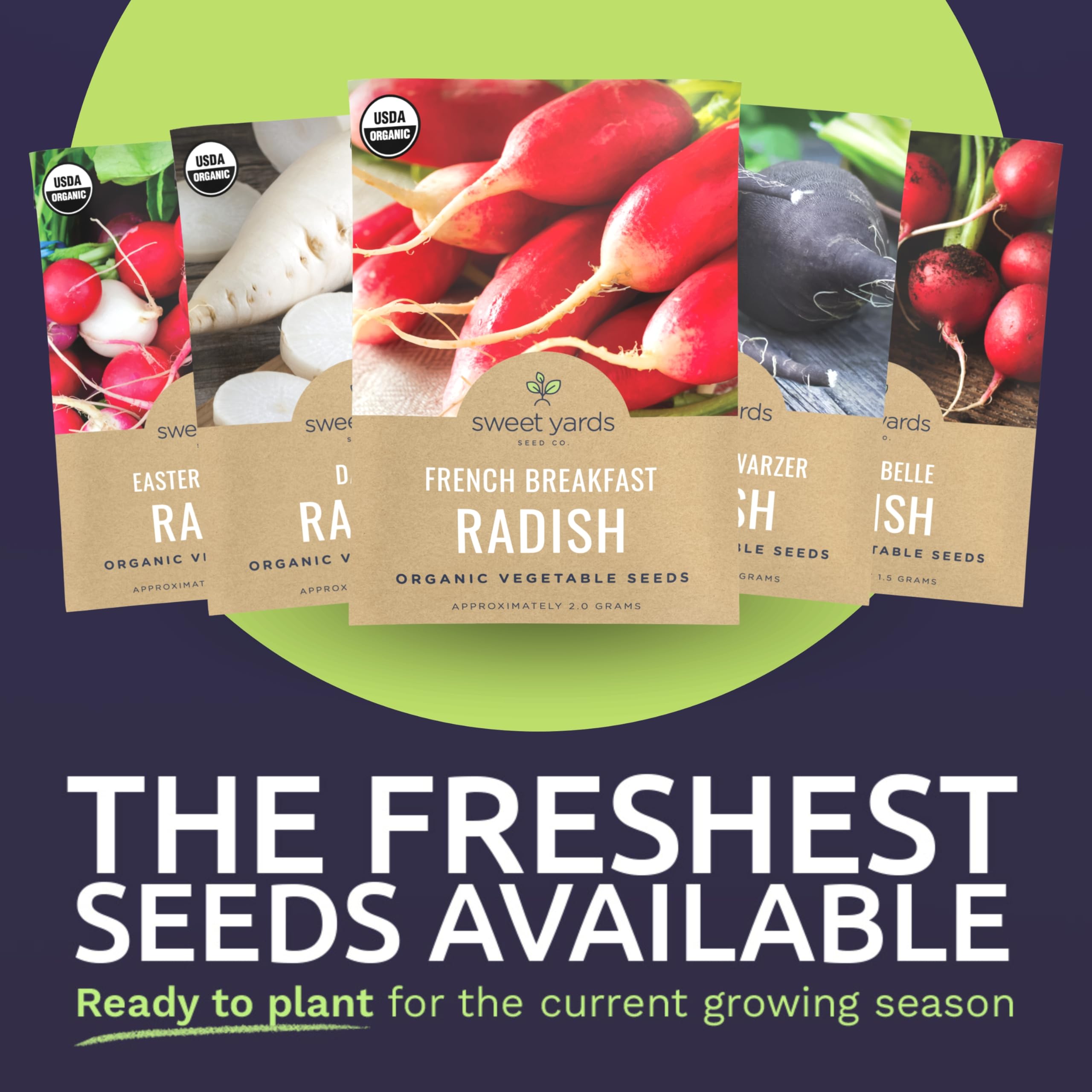 Sweet Yards Easter Egg Blend radish seeds for colorful salads