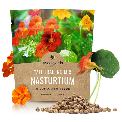 SWEET YARDS Nasturtium seeds mixed colors packaging highlights premium storage and gifting