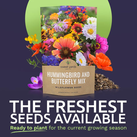 Sweet Yards open-pollinated seeds label highlights variety and easy planting.