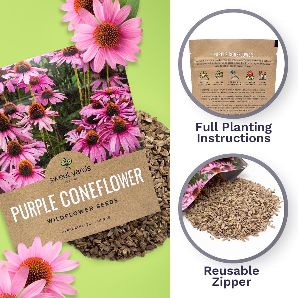 Sweet Yards premium packaging keeps seeds fresh with clear planting instructions.
