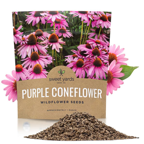 Sweet Yards Purple Coneflower seeds in a resealable packet for easy storage.