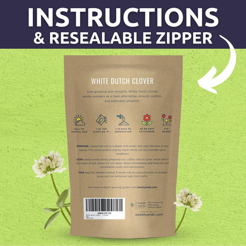 Sweet Yards White Dutch Clover fresh seeds designed for high germination