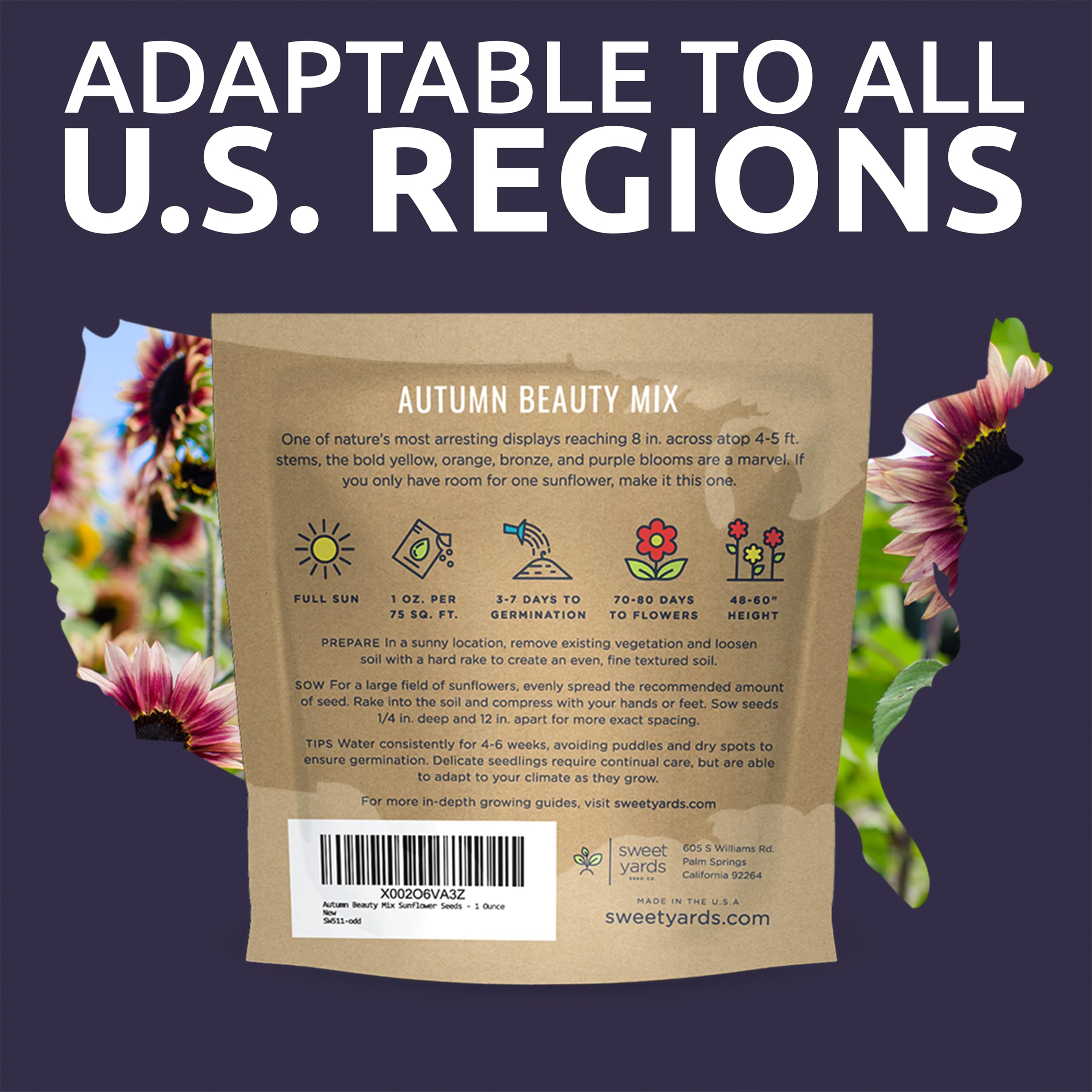 Sweet Yards Autumn Beauty seeds reach bloom in about 70 days for quick color
