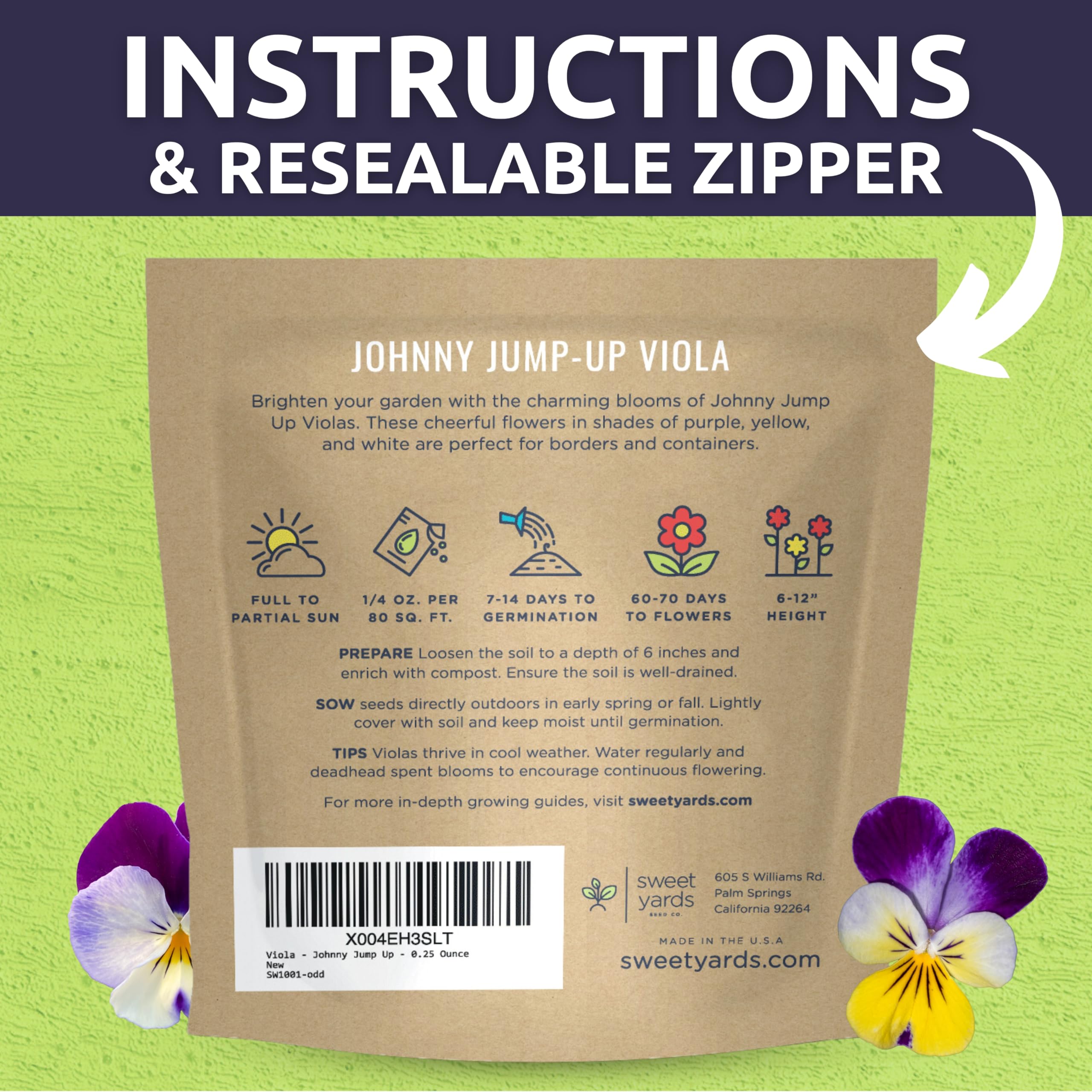 Viola Johnny Jump-Up border garden display for cottage-style beds.