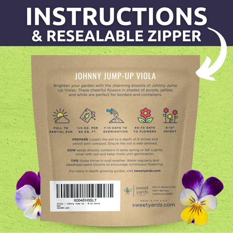Viola Johnny Jump-Up border garden display for cottage-style beds.