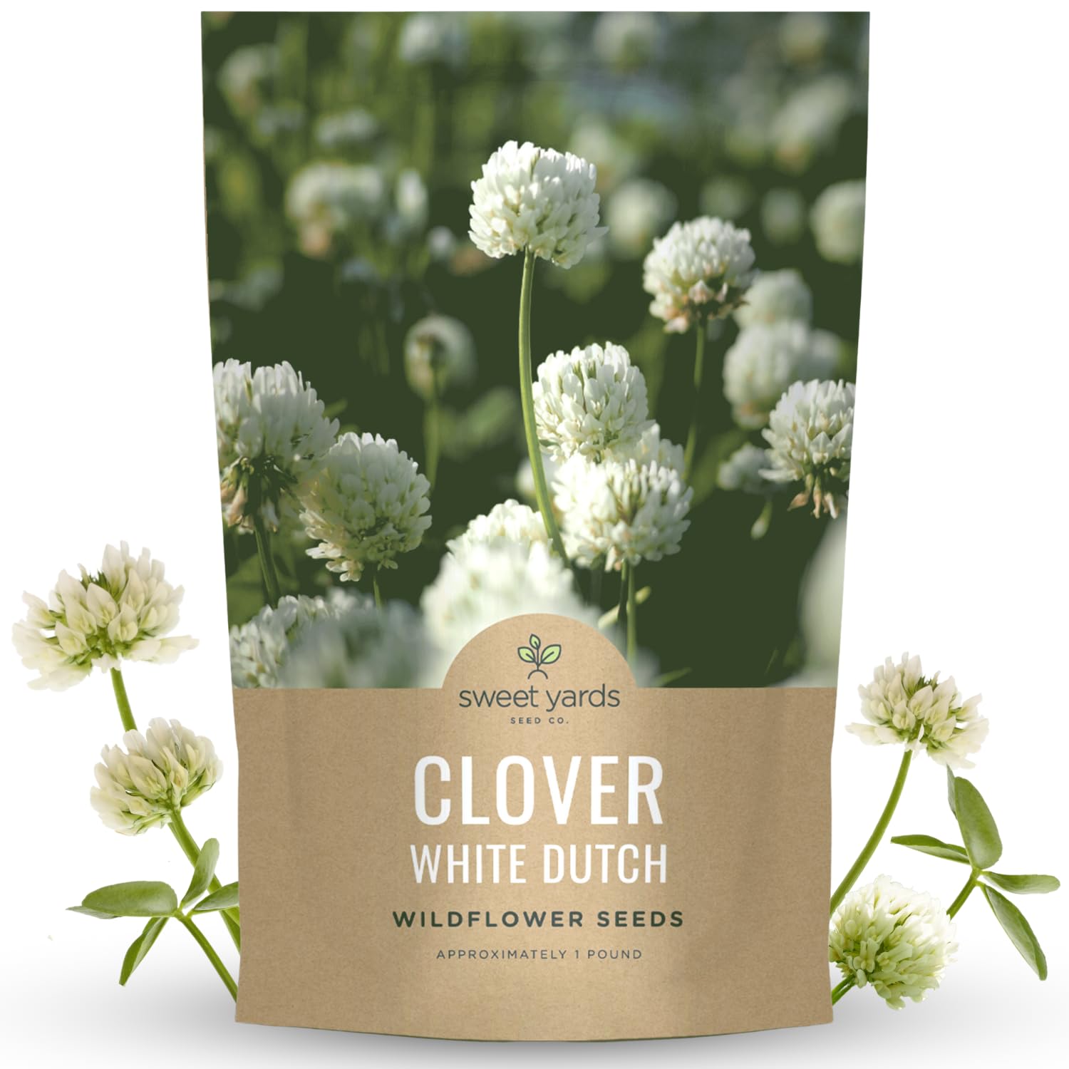 Sweet Yards White Dutch Clover bulk pouch ready for sowing in lawns