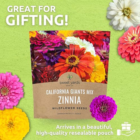 Non-GMO Sweet Yards Zinnia Seeds California Giants Mix designed for versatile planting.