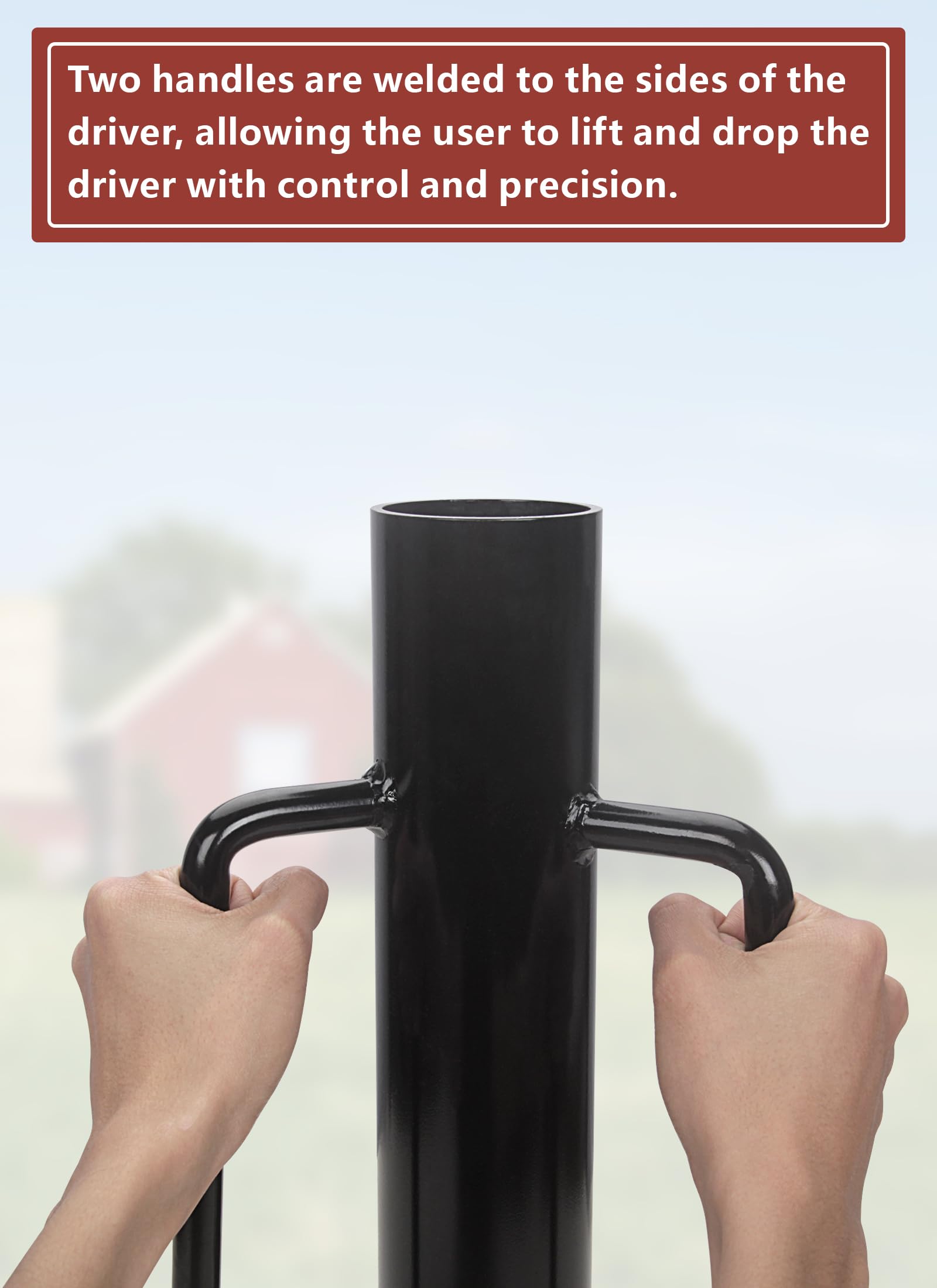 Swellisher fence post driver closed-end cap concentrates impact for efficient driving
