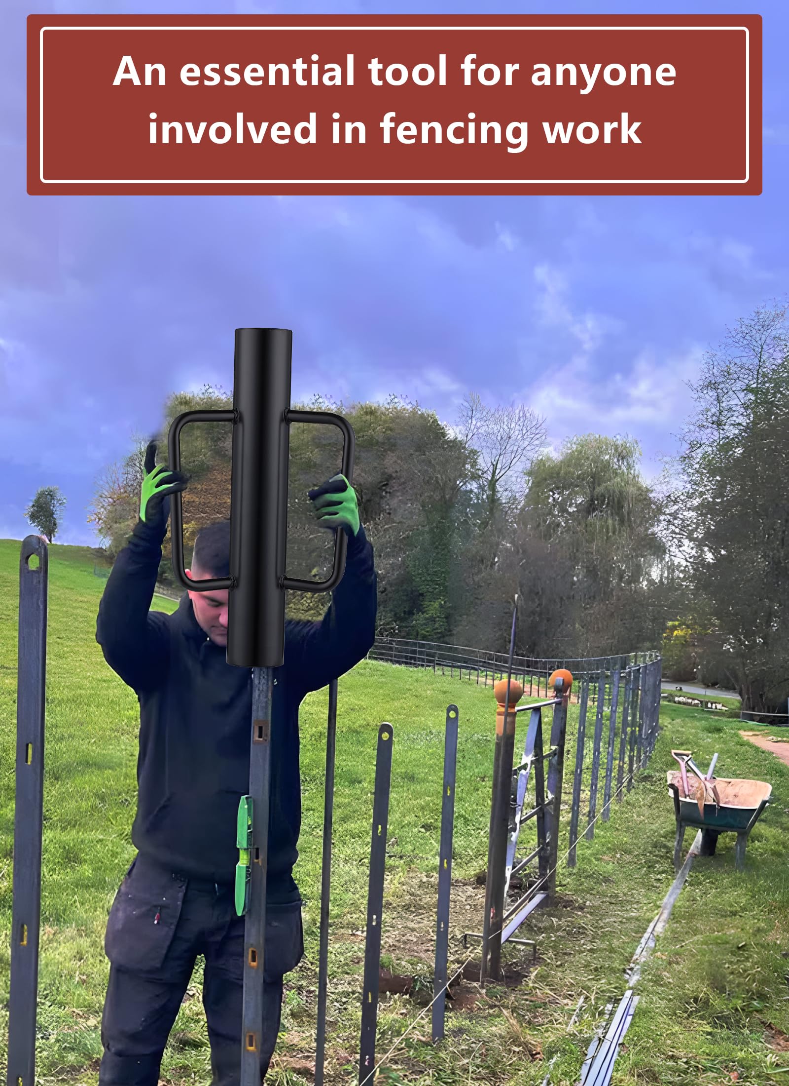 Swellisher fence post driver protects wooden posts from cracking during driving