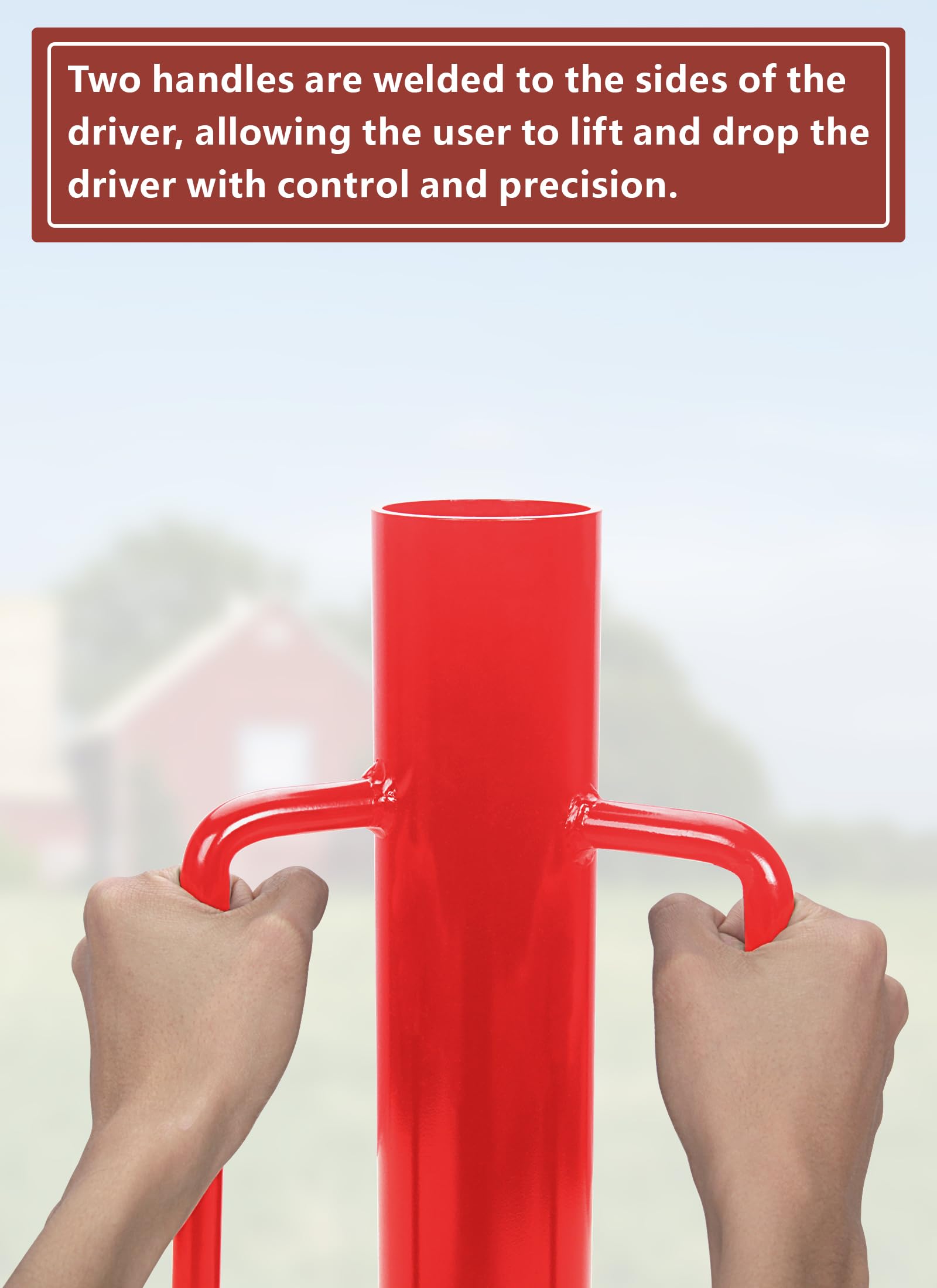Swellisher fence post driver closed end cap concentrates impact on post